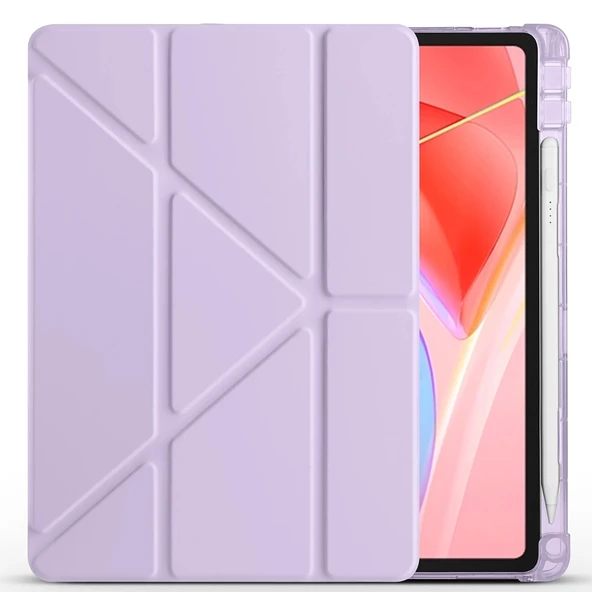 Lenovo Tab TB-311FU Kılıf Zore Tri Folding Kalem Bölmeli Standlı Kılıf - 6