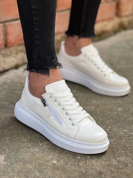 BİÇOMİ KB-309  Kuback Beyaz Fermuar Ve Bağcıklı  Günlük Erkek  Ayakkabı ürün görseli