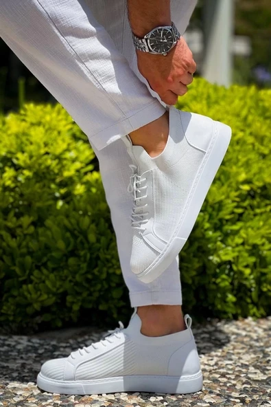 BİÇOMİ KB-112   Kuback Beyaz Triko Bağcıklı  Günlük Erkek  Ayakkabı - Resim 6