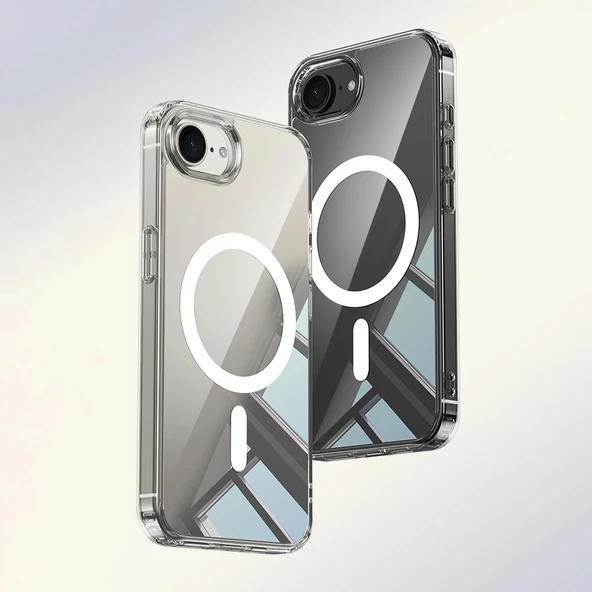 Apple iPhone 16E Kılıf M-safe Şarj Özellikli Şeffaf Sert PC Zore Embos Kapak - 5