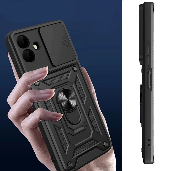 Galaxy A07 Kılıf Magnetik Standlı Kamera Korumalı Zore Sürgülü Vega Kapak - 5