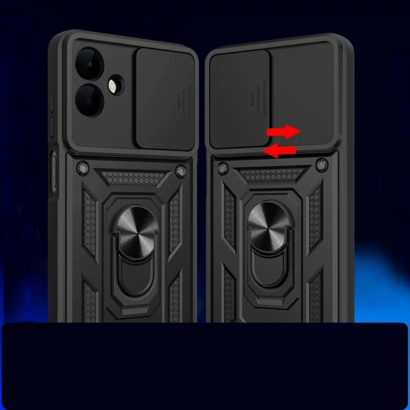 Galaxy A07 Kılıf Magnetik Standlı Kamera Korumalı Zore Sürgülü Vega Kapak - 7