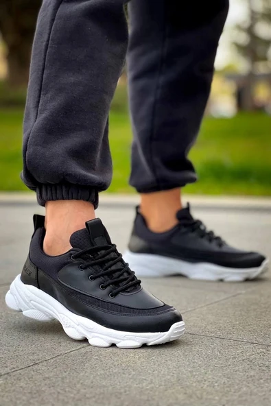 BİÇOMİ KB-707  Kuback Siyah Cilt Yüksek Taban Bağcıklı Günlük Erkek Ayakkabı ürün görseli