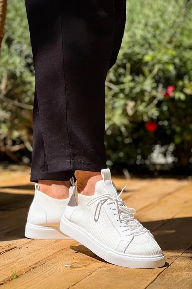 BİÇOMİ KB-112   Kuback Beyaz Triko Bağcıklı  Günlük Erkek  Ayakkabı - Resim 3