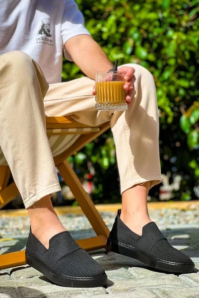 BİÇOMİ KB-114  Kuback Siyah Triko Siyah  Yüksek Taban Bağcıksız Günlük Erkek Ayakkabı ürün görseli