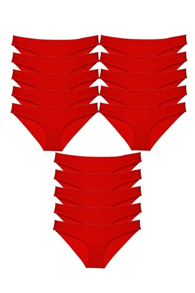 biçomi 15 adet Süper Eko Set Likralı Kadın Slip Külot Kırmızı ürün görseli