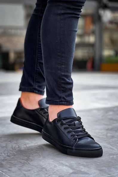 BİÇOMİ KB-122  Kuback Siyah Cilt Siyah Yüksek Taban Bağcıklı Günlük Erkek Ayakkabı ürün görseli