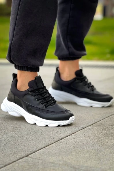 BİÇOMİ KB-707  Kuback Siyah Cilt Yüksek Taban Bağcıklı Günlük Erkek Ayakkabı - Resim 2