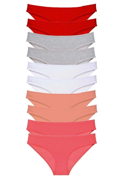 biçomi 10 adet Süper Eko Set Likralı Kadın Slip Külot Kırmızı Gri Beyaz Pudra Fuşya ürün görseli