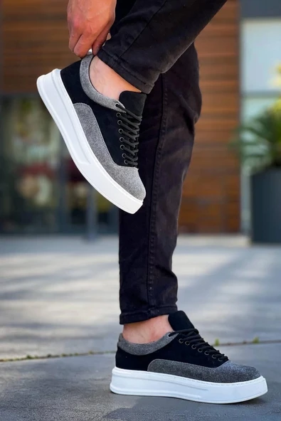 BİÇOMİ KB-005 Kuback Siyah Gri Süet Bağcıklı  Günlük Erkek  Ayakkabı - Resim 5