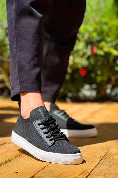 BİÇOMİ KB-110  Kuback BACK Siyah Triko Yüksek Taban Bağcıklı Günlük Erkek Ayakkabı ürün görseli