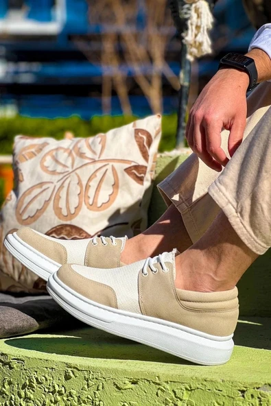 BİÇOMİ KB-042  Kuback Bağcıklı Bej Günlük Erkek Ayakkabı - Resim 4