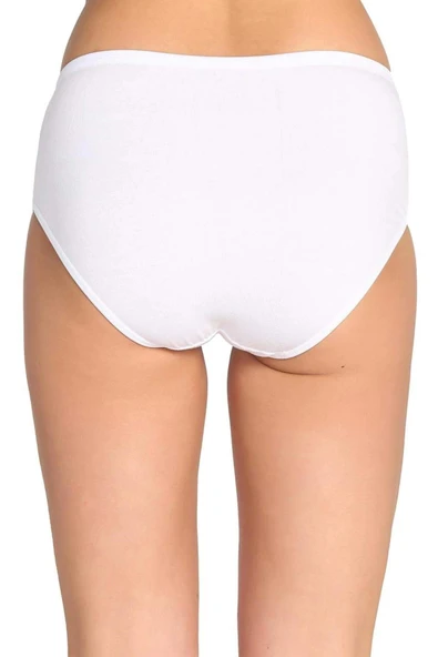 biçomi 4 Adet Tutku Kadın Yüksek Bel Bato İnce Lastik Külot Beyaz - Resim 3
