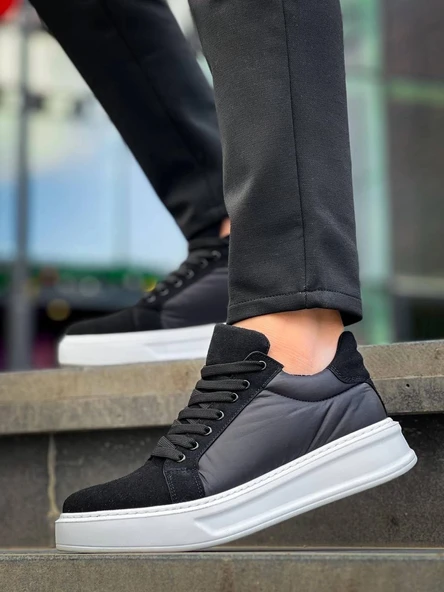 BİÇOMİ KB-046 Kuback Siyah Paraşüt Beyaz Yüksek Taban Günlük Spor Ayakkabı - Resim 4