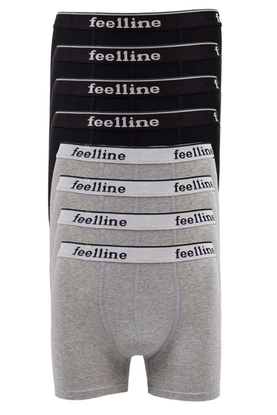 biçomi 8 adet Feelline Siyah ve Gri Pamuklu Doğal Likralı Erkek Boxer ürün görseli