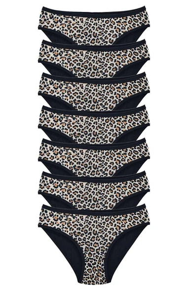 biçomi 7 Adet Leopar Desenli Likralı Yumuşak Dokulu Kadın Slip Külot ürün görseli
