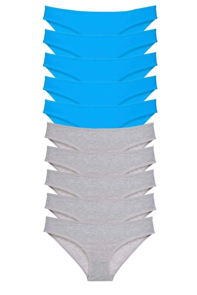 biçomi 10 adet Süper Eko Set Likralı Kadın Slip Gri Mavi ürün görseli