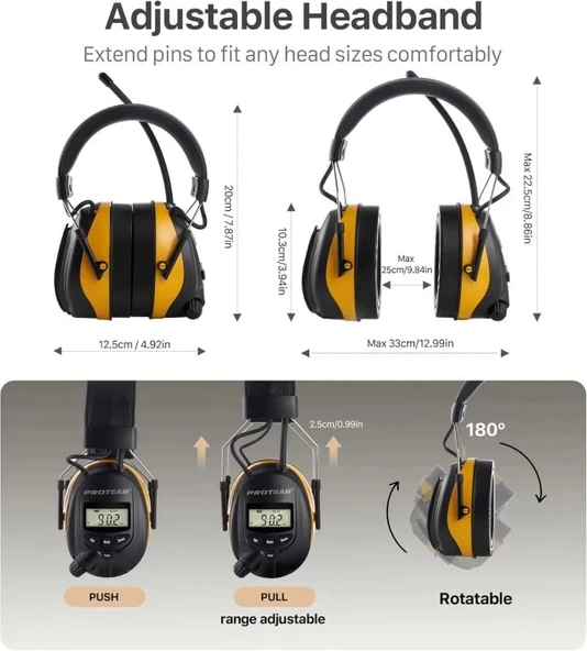 PROTEAR AM FM Dijital Ekranlı Radyo Kulaklıkları - Sarı - 8