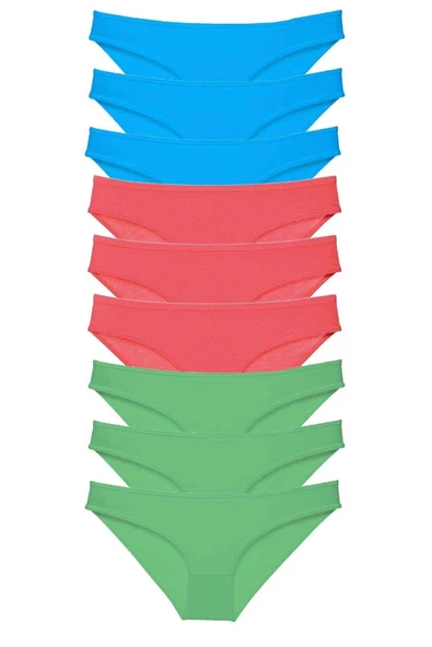 biçomi 9 adet Süper Eko Set Likralı Kadın Slip Külot Yeşil Fuşya Mavi ürün görseli