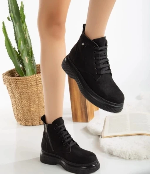 BİÇOMİ Jiwa Siyah Süet Bağcıklı Bot - Resim 4