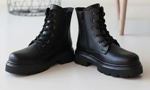 BİÇOMİ Daum Siyah Cilt Bağcıklı Bot - Resim 2