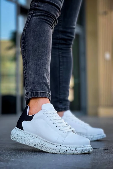 BİÇOMİ KB-X500  Kuback Beyaz Siyah  Yüksek Taban Bağcıklı Günlük Erkek Ayakkabı - Resim 2