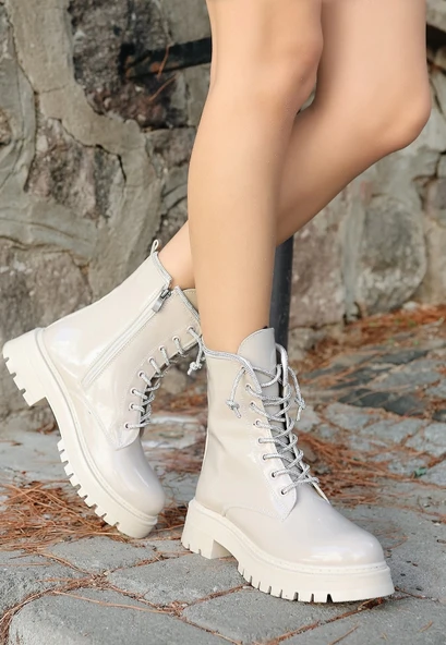 BİÇOMİ Woint Bej Rugan Bağcıklı Bot - Resim 2