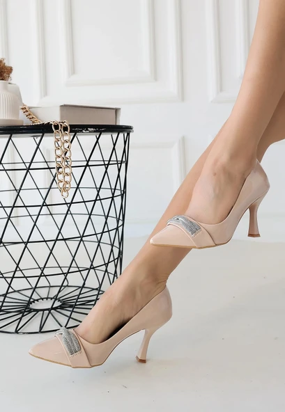 BİÇOMİ Jexi Bej Rugan Topuklu Ayakkabı - Resim 3