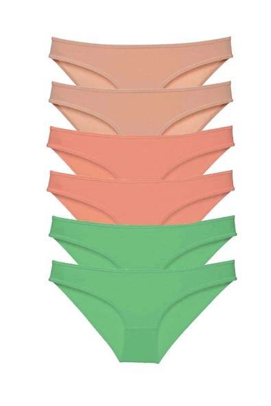 biçomi 6 adet Süper Eko Set Likralı Kadın Slip Külot Ten Pudra Yeşil ürün görseli