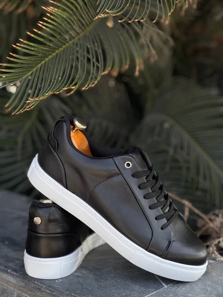 BİÇOMİ KB-BX1  Kuback Siyah Cilt Yüksek Beyaz Taban Günlük Erkek Ayakkabı ürün görseli
