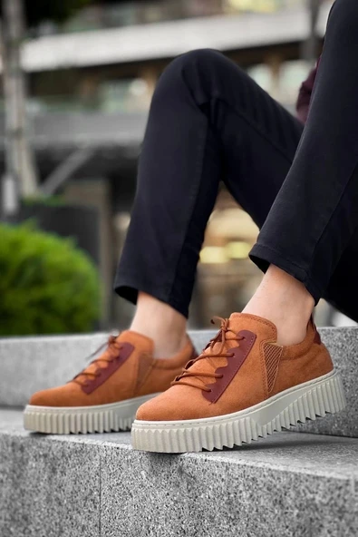 BİÇOMİ KB-X502  Kuback Taba Süet Yüksek Bej Taban Bağcık Detaylı Lastikli Günlük Erkek Ayakkabı - Resim 2