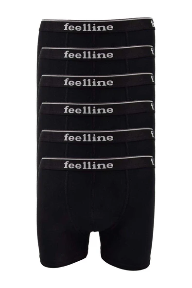 biçomi 6 adet Feelline Siyah Pamuklu Doğal Likralı Erkek Boxer ürün görseli