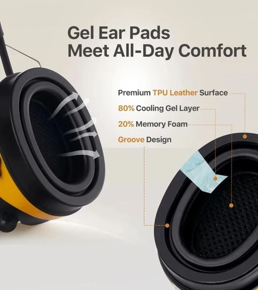 PROTEAR AM FM Dijital Ekranlı Radyo Kulaklıkları - Sarı - 5