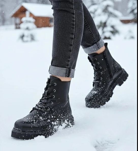 BİÇOMİ Daum Siyah Cilt Bağcıklı Bot ürün görseli