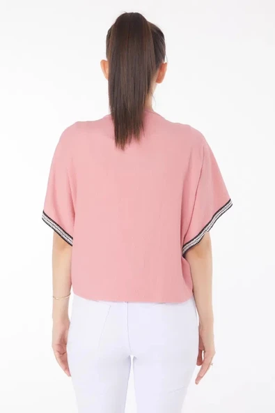 BİÇOMİ V yaka büzgülü detaylı bluz - Resim 2