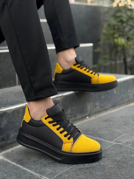 BİÇOMİ KB-X46 Kuback Siyah Sarı Yüksek Siyah Taban Günlük Spor Ayakkabı ürün görseli