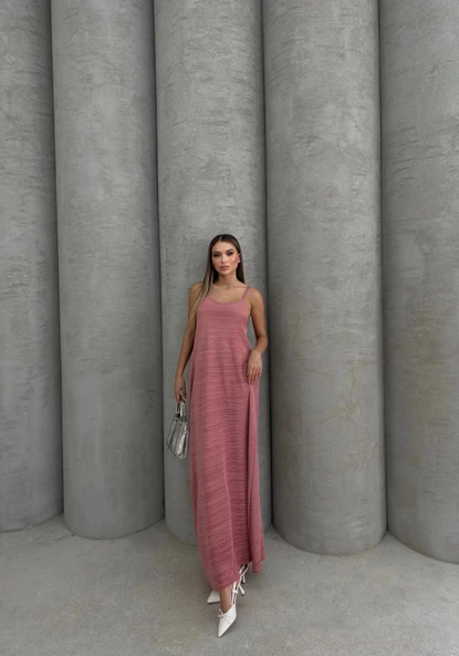 BİÇOMİ Piliseli uzun elbise ürün görseli