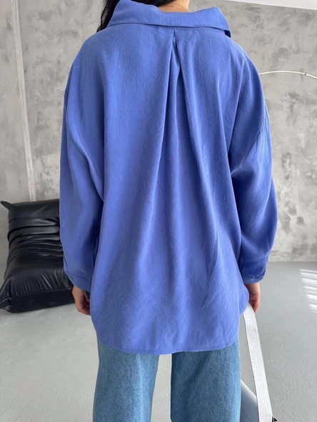 BİÇOMİ Modal oversize cepli gömlek - Resim 5