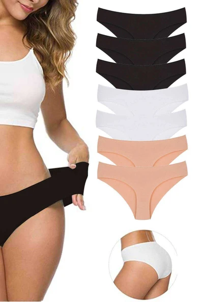 biçomi 7 Adet Kadın Dikişsiz Lazer Kesim Esnek İz yapmayan Külot S4 ürün görseli