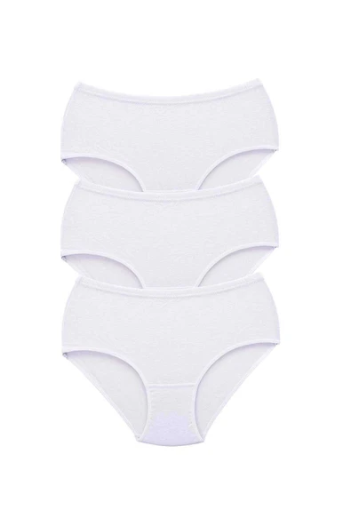biçomi 3 Adet Tutku Kadın Yüksek Bel Bato Kalın Lastik Külot Beyaz ürün görseli