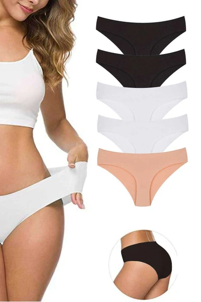 biçomi 5 Adet Kadın Dikişsiz Lazer Kesim Esnek İz yapmayan Külot S4 ürün görseli