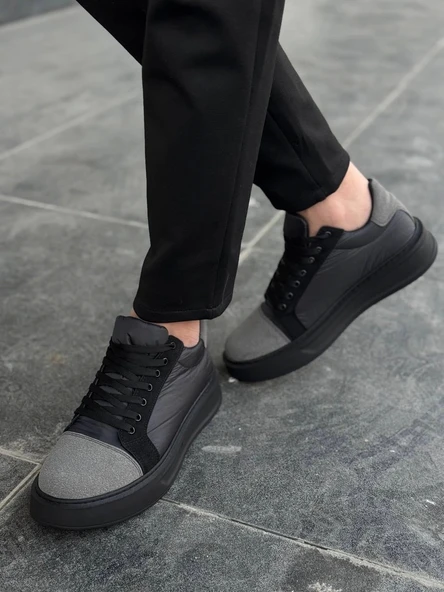 BİÇOMİ KB-X46 Kuback Siyah Gri Yüksek Siyah Taban Günlük Spor Ayakkabı - Resim 2