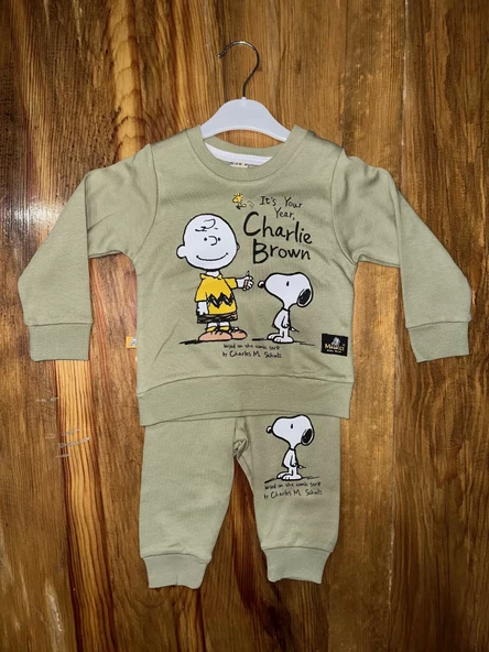 BİÇOMİ 6-24 aylık charlie baskılı takım yeşil ürün görseli