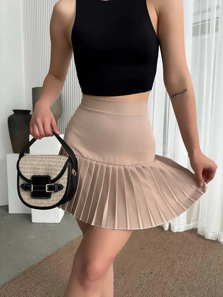 BİÇOMİ Altı pliseli mini etek - Resim 2