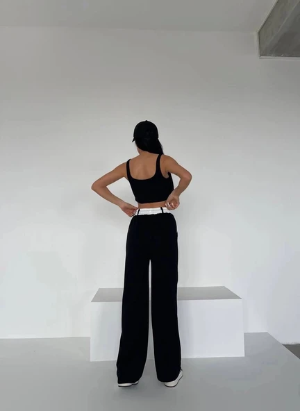 BİÇOMİ Garnili bol paça pantolon - Resim 4