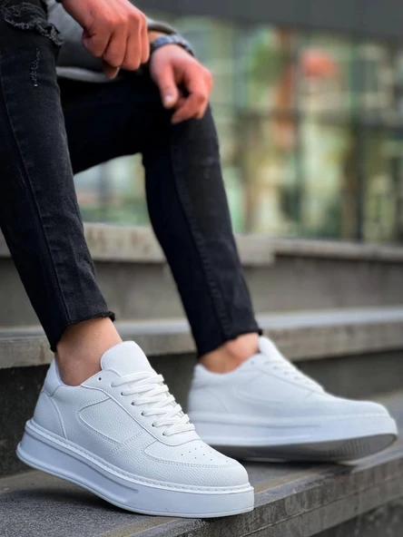 BİÇOMİ KB-X8 Kuback Beyaz Cilt Beyaz Yüksek Taban Günlük Spor Ayakkabı ürün görseli