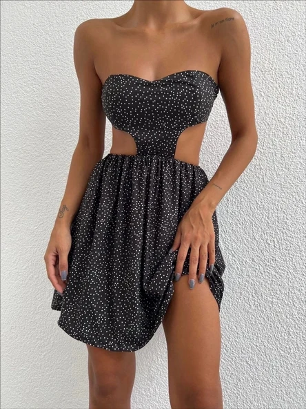 BİÇOMİ Taşlı straplez elbise - Resim 4