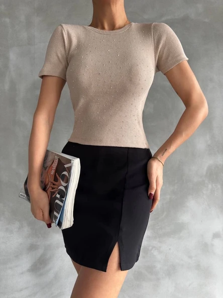 BİÇOMİ Taş baskılı kaş korse bluz ürün görseli