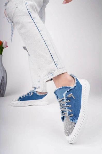 BİÇOMİ Enber Mavi Kot Bağcıklı Spor Ayakkabı ürün görseli