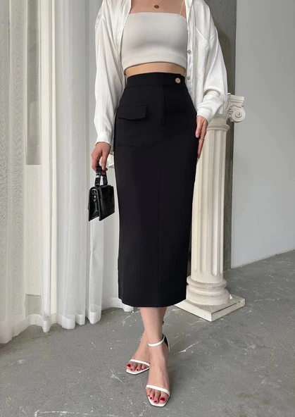 BİÇOMİ Uzun düğmeli etek ürün görseli